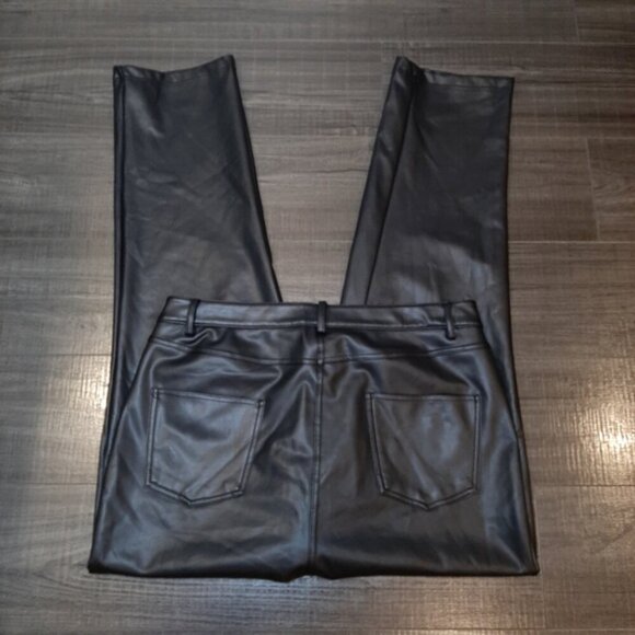 Design Lab Faux Leather Straight Fit Cropped Ankle Pants Stretch Lined 5 Pocket - Picture 9 of 14